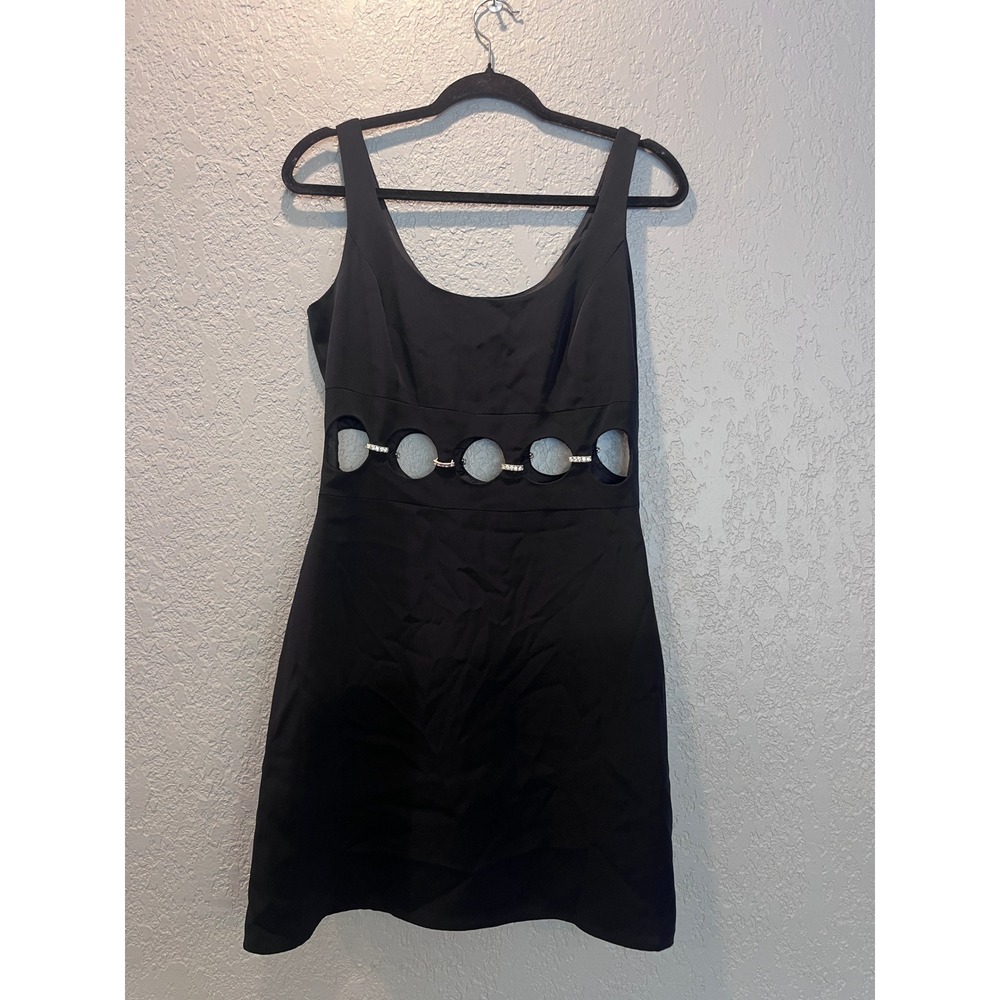Nitelite Della Roufogali‎ Black Dress Cutout Rhinestone Cocktail Party Evening